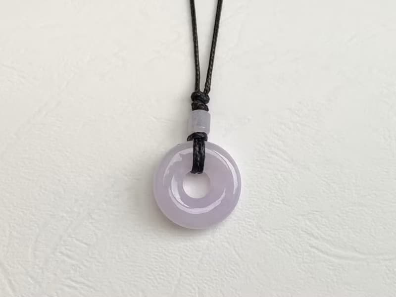 粉嫩紫羅蘭平安扣 天然A貨緬甸玉翡翠 平安扣項鍊