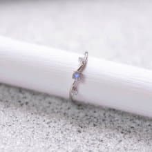 鑽面拉長石925純銀荊棘戒指