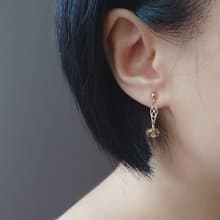 優質天然黃水晶 14Kgf 包金 復古雕花片 小垂墜耳環 | 復古唐頓