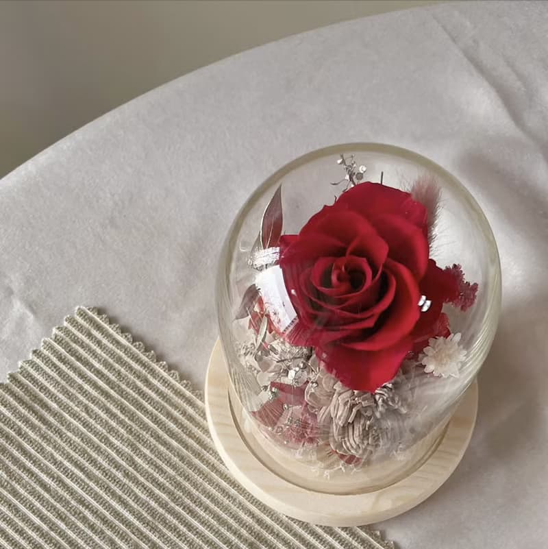【永生玻璃花盅】經典紅色 情人節禮物 紀念日 永生花盅 生日禮物