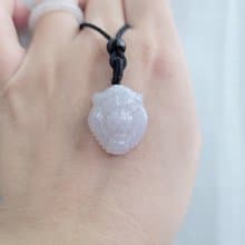 【親翠】天然翡翠 白冰嬌感果凍底獅頭調節式繩鏈　翡翠動物園