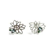 Flower pattern London blue topaz green Christal brilliant cutting silver earring