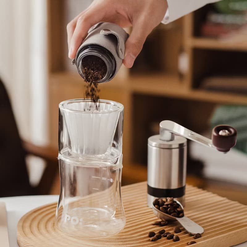 【手沖咖啡套裝禮盒】磨豆機/雙層玻璃濾杯組 母親節畢業禮物