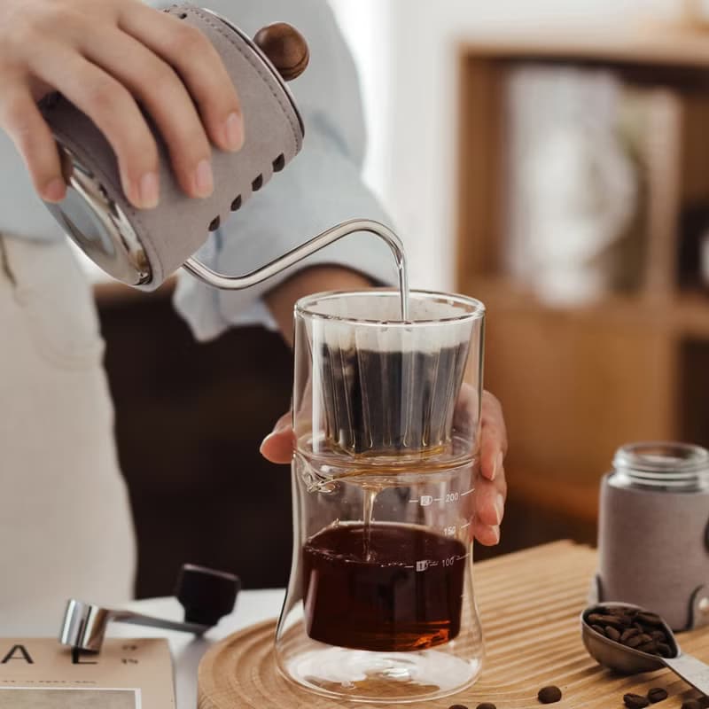 【手沖咖啡套裝禮盒】磨豆機/雙層玻璃濾杯組 母親節畢業禮物