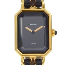 【日本直送】シャネル CHANEL プルミエールM 腕時計 H0001 金メッキ×レザー クオーツ アナログ表示 ブラック文字盤 レディース【中古】