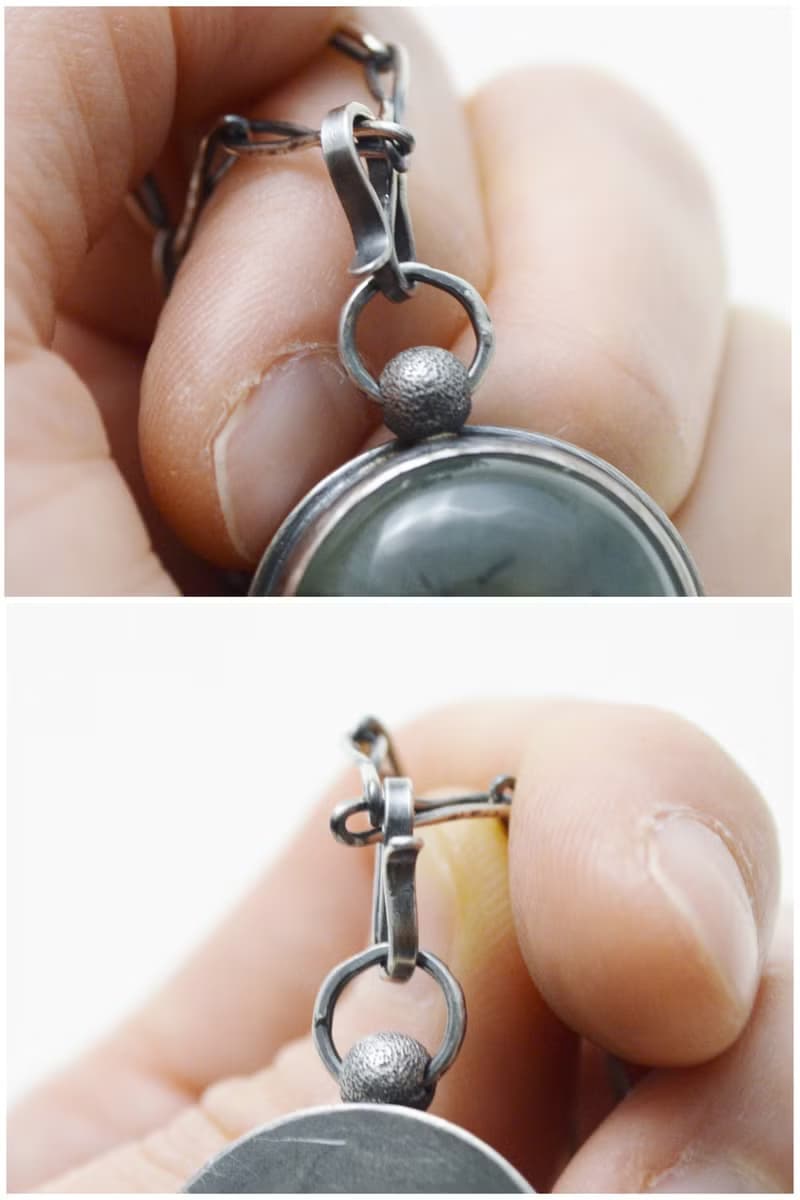 幸運草-葡萄石‧背面鏤空幸運草‧硫化純銀手工鍊項鍊