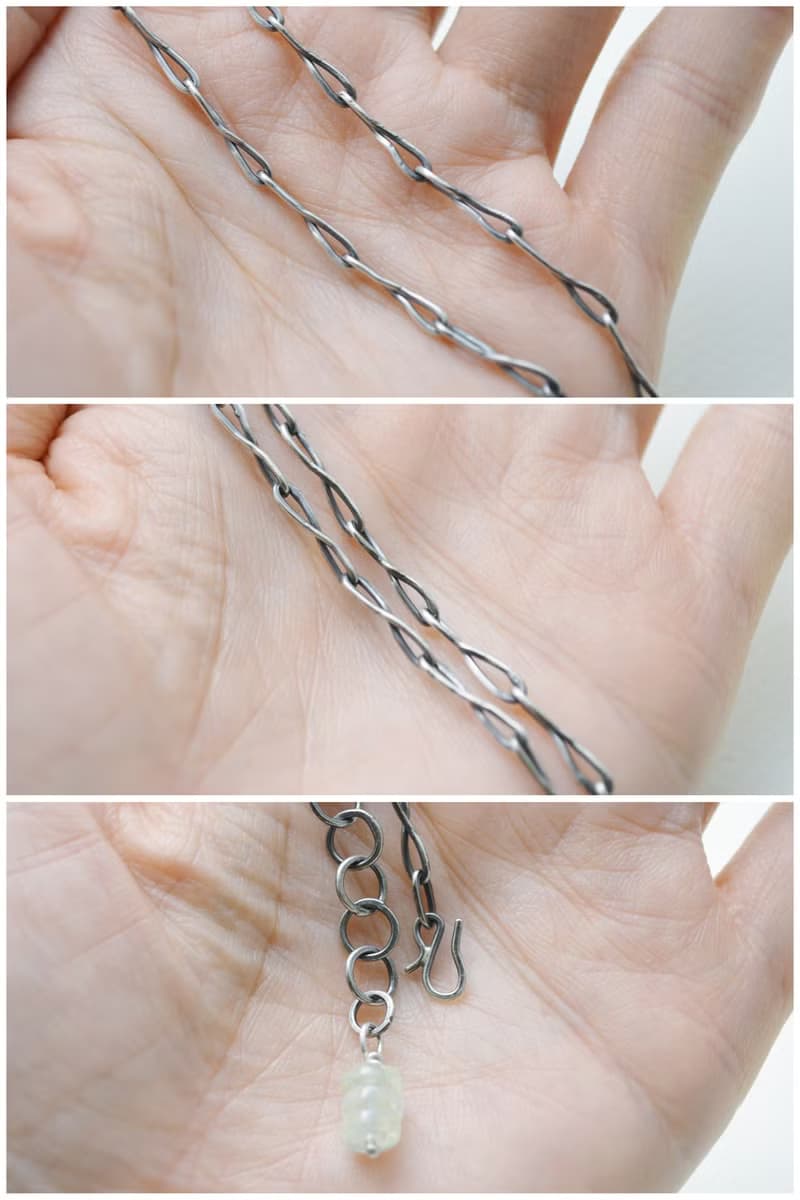 幸運草-葡萄石‧背面鏤空幸運草‧硫化純銀手工鍊項鍊