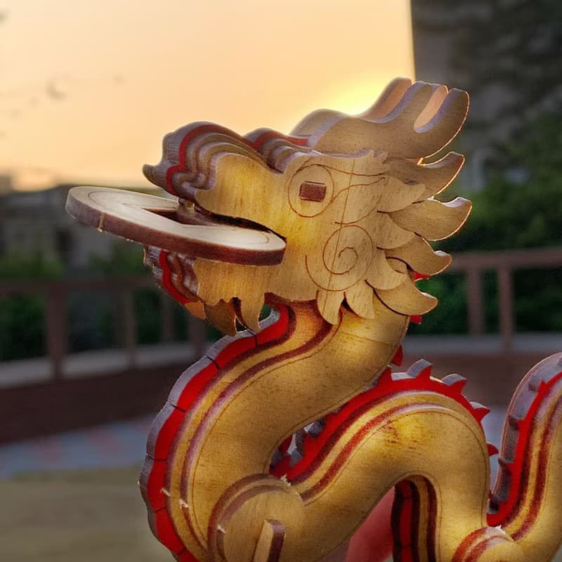 【2024新春 龍年限定】錢龍來 咬錢 金龍 招財擺飾 手作DIY 木質