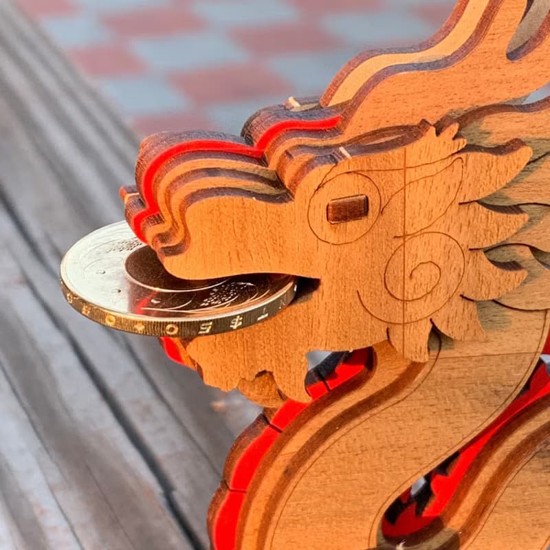 【2024新春 龍年限定】錢龍來 咬錢 金龍 招財擺飾 手作DIY 木質