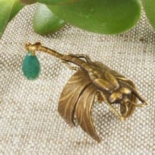 Brass Dragonfly Adjustable Ring Swarovski Green Crystal Charm Ring Jewelry Gift