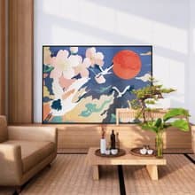 仙鶴 • 尋日 - 懸日/過年掛畫/臥室掛畫/野鶴/日式掛畫/插圖