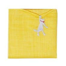 HIKKOMI 猫　イエロー　ハンカチ　41×41cm　綿50% 麻50%　日本製　ギフト