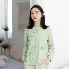 UMORFIL膠原蛋白MIT有機棉拼接居家服/居家服-拼接綠