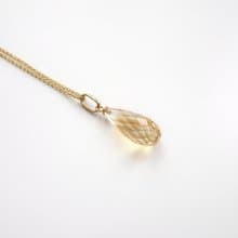 限量現貨- 天然黃水晶 長圓水滴 古董純 14K 金墜 | 14Kgf 包金鍊