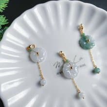 天然緬甸玉 翡翠 有錢花 隨意扣 滴溜 項鍊 手鍊 配飾 禮物 附鍊