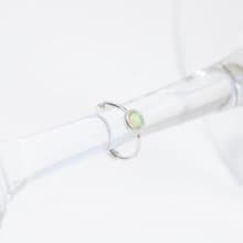 蛋白石925純銀簡約小圓耳圈耳環