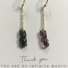 招財旺夫水晶I碧璽電氣石Tourmaline14K耳環I高淨貓咪I情人節禮物