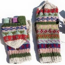 手織純羊毛針織手套/可拆卸保暖手套/內刷毛手套/觸控手套-北歐