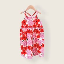 四色日本花 紅 - 小孩日系寬鬆吊帶裙