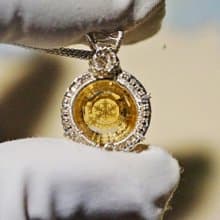 純手工銀繞線黃水晶出口雕刻版雪花吊墜項鍊