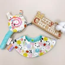 彌月禮盒 童趣棒棒糖 贈送禮盒包裝與提袋 寶寶手搖鈴 圍兜