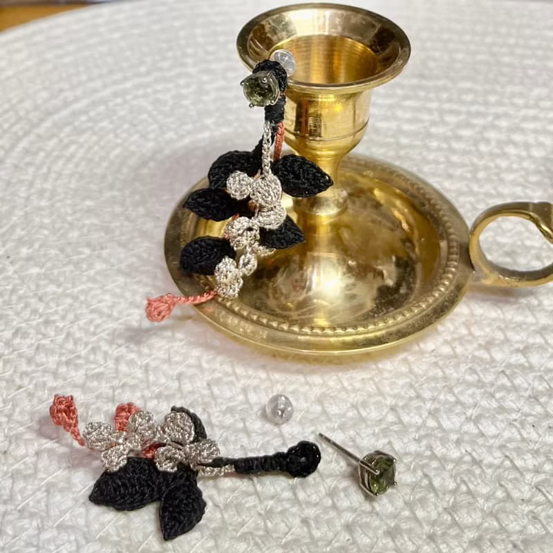 Fern 蕨 植物花飾 鉤花鉤織編織 毛線 耳環耳針 訂製禮物
