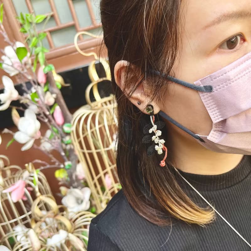 Fern 蕨 植物花飾 鉤花鉤織編織 毛線 耳環耳針 訂製禮物