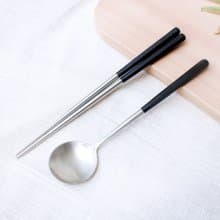 創意六角好筷匙餐具組2組入-沉黑