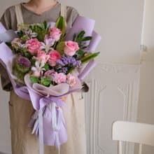 紫粉色系 玫瑰 鮮花花束/限台中地區