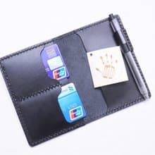雙咭位插筆護照夾 黑色 好好縫 皮革材料包  PASSPORT HOLDER 