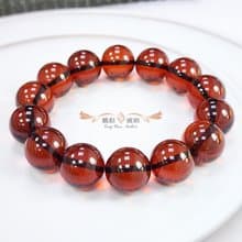 騰彪琥珀 天然琥珀蜜蠟 葡萄紅色血珀 藏級單圈 素色手鍊