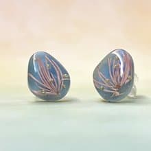 粉紅蓬萊松 樹脂耳環 925純銀鍍18K金耳針 可改耳夾