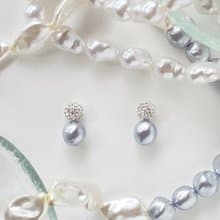 パールピアス/イヤリング/シルバー/入学式/結婚式/シンプル snow man ( gray pearl )