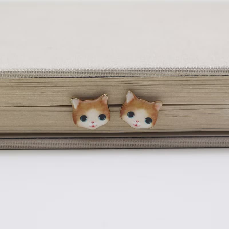Brown Cat Stud Earrings | Minimalist Animal Jewelry