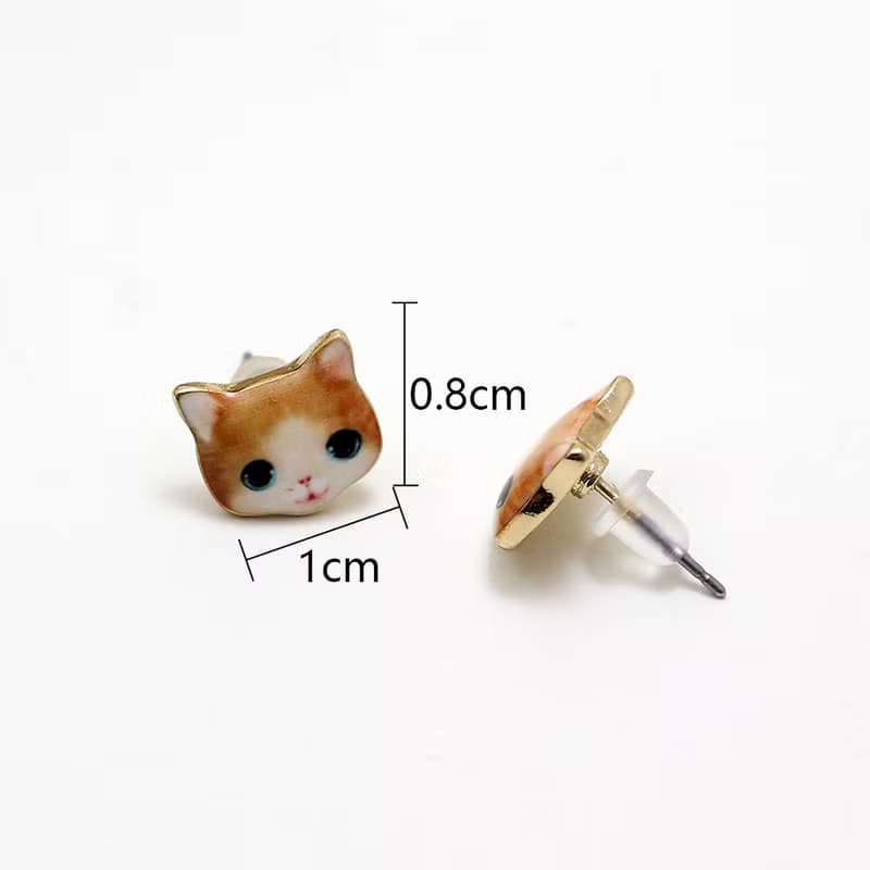Brown Cat Stud Earrings | Minimalist Animal Jewelry