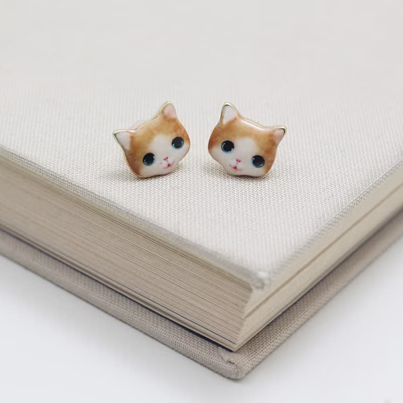 Brown Cat Stud Earrings | Minimalist Animal Jewelry