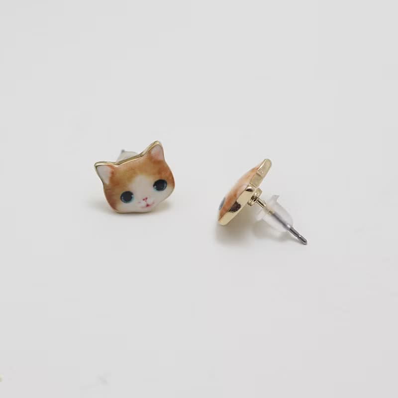 Brown Cat Stud Earrings | Minimalist Animal Jewelry