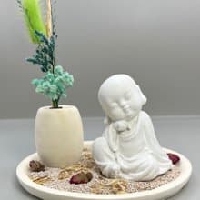 24HR 淨念吉祥小佛(一念) 永生花圓盤組合 藝術香氛擴香 精油香氛