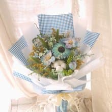 蔚藍海洋 .藍色系.乾燥花.索拉花.永生花.情人節.畢業花束