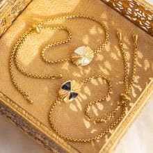 原創設計款 復古冷琺瑯鍍金釦 調節流蘇黃銅手鍊