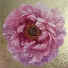 大型牡丹畫原創花卉設計粉紅色牡丹花方形牆壁藝術臥室、客廳
