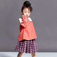 Ángeles-腰抽皺印花短裙