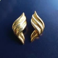 Vintage Jewelry 西洋古董飾品 金色調 摩登 扭旋 針式耳環