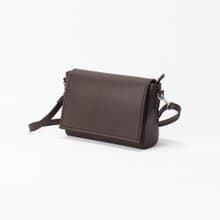 翻蓋拉鍊側背包 - 深棕