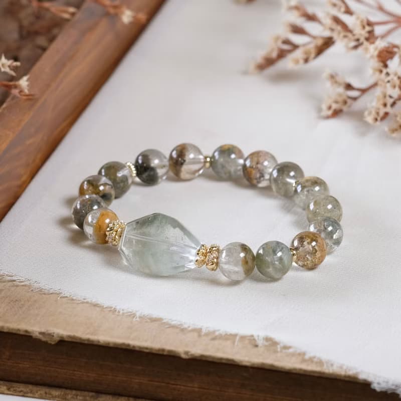 彩幽靈 綠幽靈 幽靈水晶 手鍊 天然礦石水晶 一圖一物