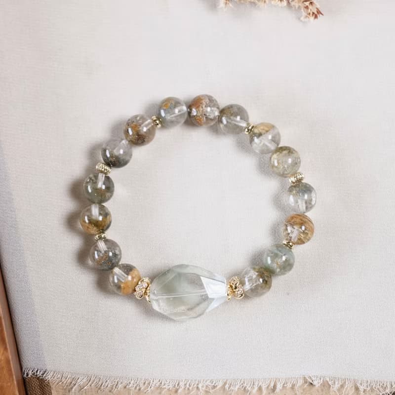 彩幽靈 綠幽靈 幽靈水晶 手鍊 天然礦石水晶 一圖一物