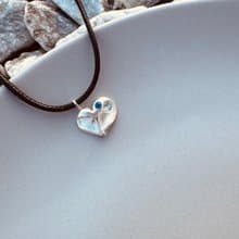 情人節禮物 銀黏土 寶石項鍊 純銀項鍊DIY 文化幣可 - 指紋愛心