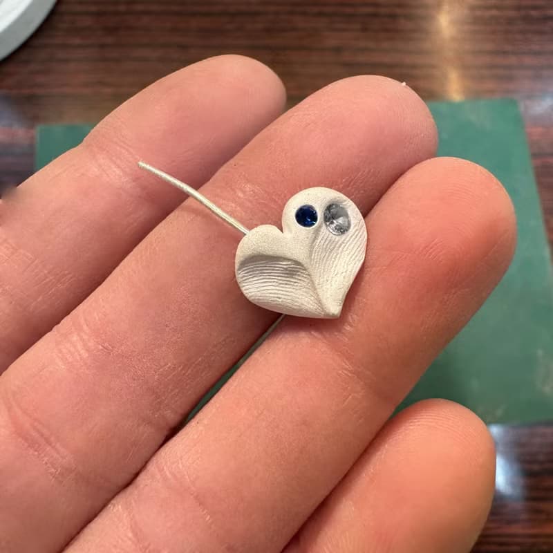 【體驗】情人節禮物 銀黏土 寶石項鍊 純銀項鍊DIY 文化幣可 - 指紋愛心