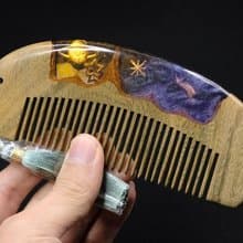 星空、手作樹脂木質梳子、防靜電髮梳、自然系造型工具、女生禮物