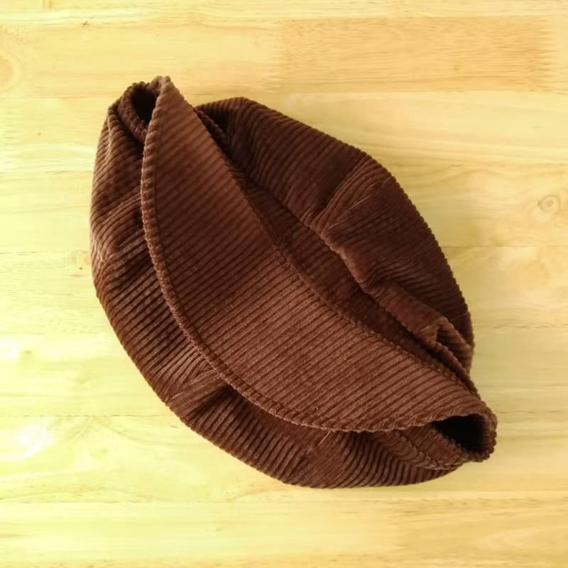 糸文 粗條燈芯絨報童帽-巧克力